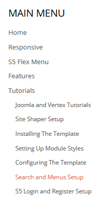 Search And Menus Setup